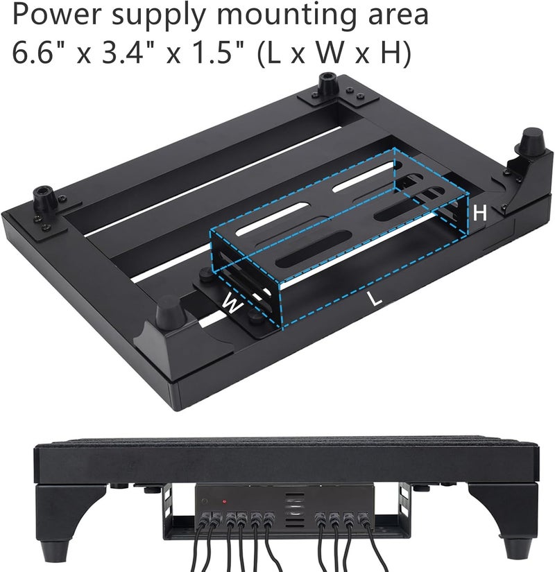 Soyan 14" x 10.6" Aluminum Alloy Guitar Pedal Board with Power Supply Tray, Carry Bag & Mounting Tapes Included (Black, APB-14BK) - Image 5